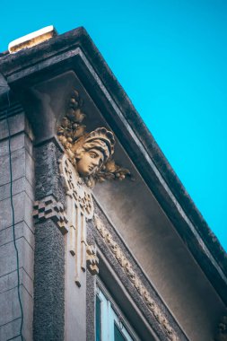 close-up shot of detail of antique building