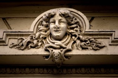 close-up shot of sculpture detail of antique building