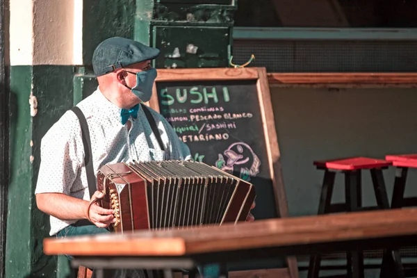 Músico Rua Tocando Bandoneon Rua — Fotografia de Stock