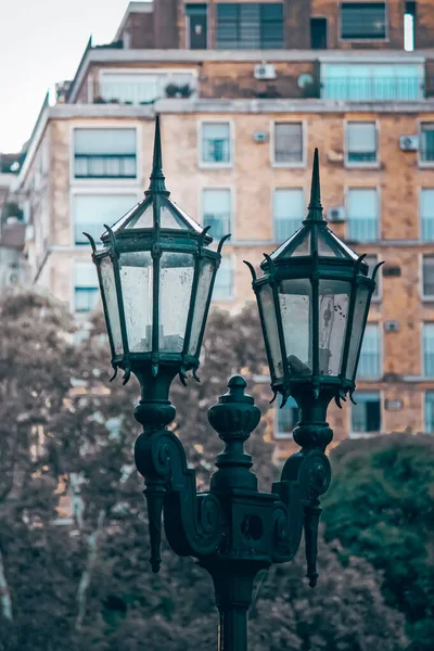 Lâmpada Rua Fundo Cidade Velha — Fotografia de Stock