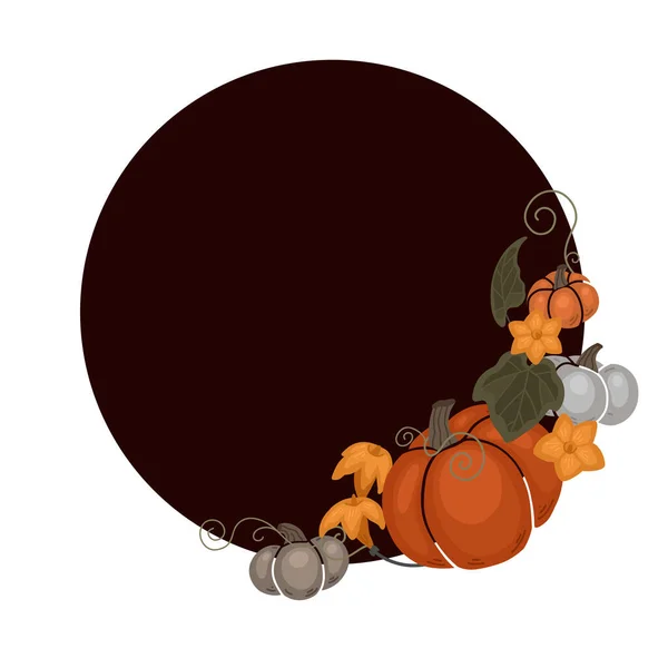 Осенний Шаблон Тыквами Листья Виноградная Лоза Скрученная Цветы Копировальное Пространство — стоковый вектор