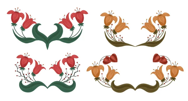 肉穂花序をつけます 飾り付きカラフルな王冠 カードと招待状のための花束花輪とベクトル花テンプレート — ストックベクタ