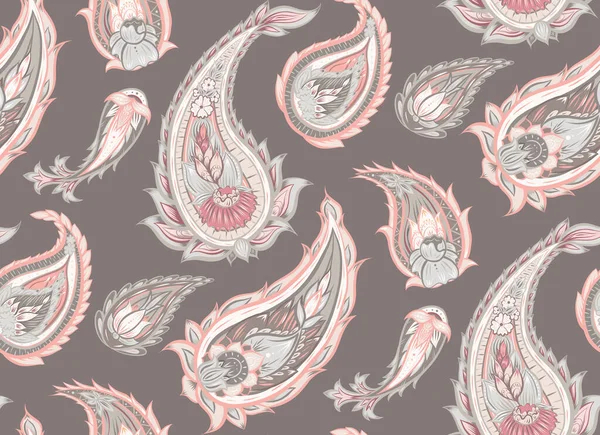 Patrón Paisley Suave Sin Costuras Delicada Textura Flor Tribal Sobre — Archivo Imágenes Vectoriales