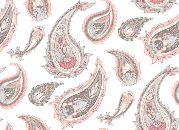 Doux Motif Paisley Sans Couture Texture Délicate Des Fleurs Tribales — Image vectorielle
