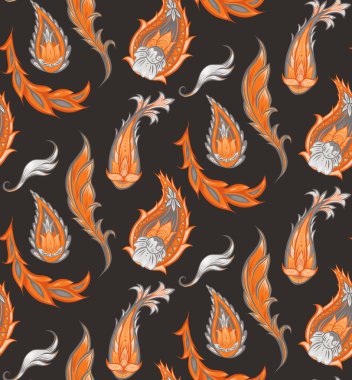 Kabile desenli, dikdörtgen desenli ve koyu arkaplanda yapraklar var. Duvar kâğıdı için buta ve çiçek desenli boho deseni. Yapraklı ve yerel dekorasyonlu kumaş parçası