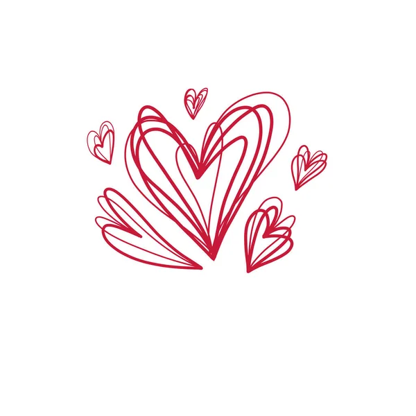 Vector Clip Art Bleistiftzeichnung Eines Roten Herzens Auf Weißem Hintergrund — Stockvektor
