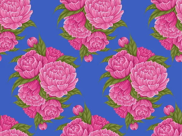 Modèle Rétro Vectoriel Sans Couture Avec Illustration Dessin Animé Fleurs — Image vectorielle