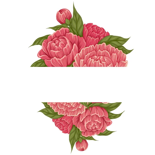 Modèle Carte Vectorielle Avec Illustration Dessin Animé Fleurs Pivoine Avec — Image vectorielle