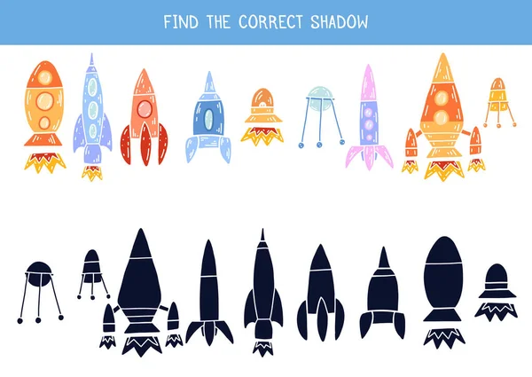 Find Correct Shadow Childrens Educational Fun Find Right Black Silhouette —  Vetores de Stock
