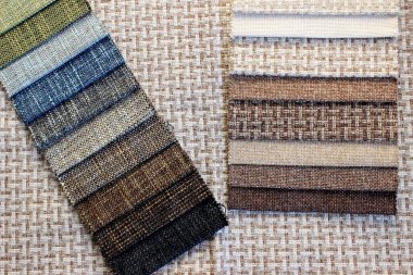 Samles organik kumaşlar, pamuk, saten. Doğal doku arkaplanı.
