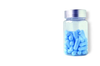 beyaz zemin üzerinde izole edilmiş şeffaf plastik kapsüller ya da destek kapsülleri kırpma yolu ile.