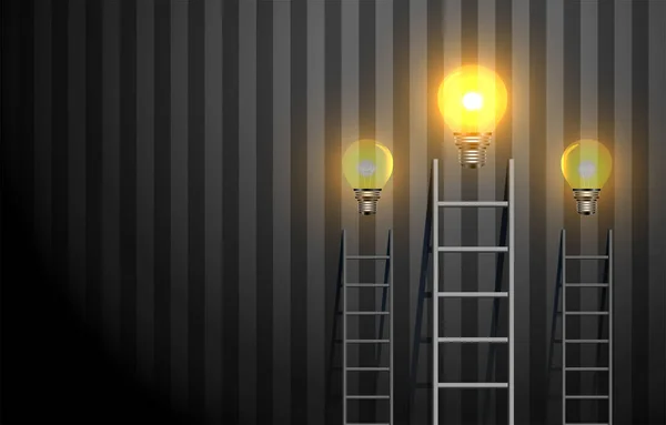Success Concept Ladder Glowing Light Bulb — Stock Vector
