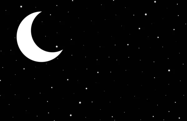 Ночь Черное Небо Лунными Звездами — стоковый вектор