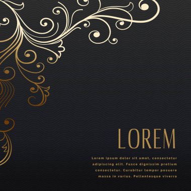 Lüks çiçek tarzı siyah altın arkaplan