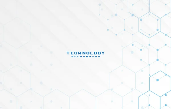 Fond Blanc Avec Hexagone Tech Bleu — Image vectorielle