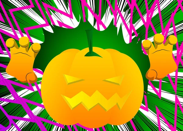 Abóbora Decorativa Para Halloween Está Tentando Assustá Como Personagem Desenho — Vetor de Stock