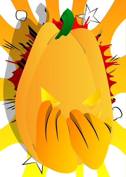 Citrouille Décorative Pour Halloween Avec Les Mains Sur Bouche Comme — Image vectorielle