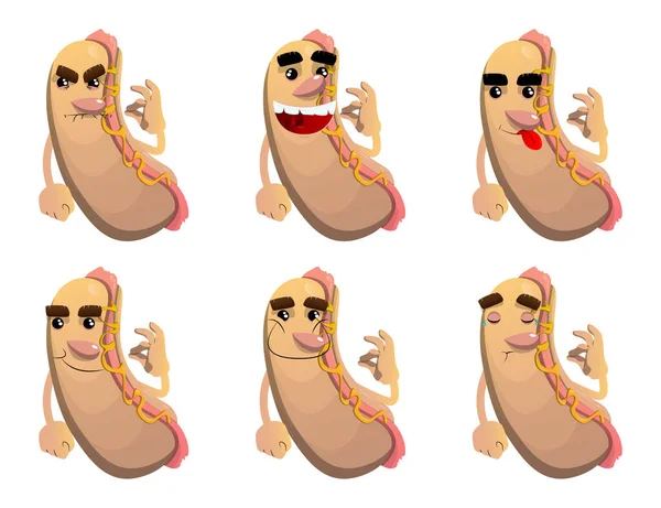 Hot Dog Montrant Signe American Fast Food Comme Personnage Dessin — Image vectorielle