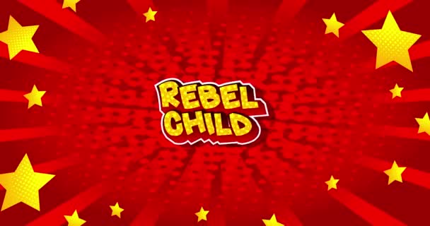 Enfant Rebelle Affiche Mouvement Texte Animé Bande Dessinée Déplaçant Avant — Video