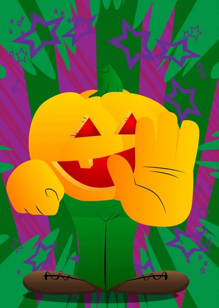 Abóbora Decorativa Para Halloween Mostrando Negar Recusar Gesto Mão Como — Vetor de Stock