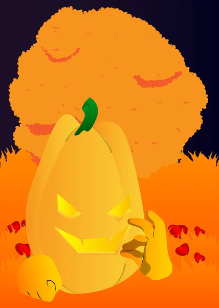 Citrouille Décorative Pour Halloween Montrant Signe Comme Personnage Dessin Animé — Image vectorielle