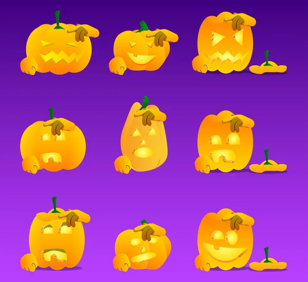Abóbora Decorativa Para Halloween Confuso Coçando Cabeça Como Personagem Desenho — Vetor de Stock