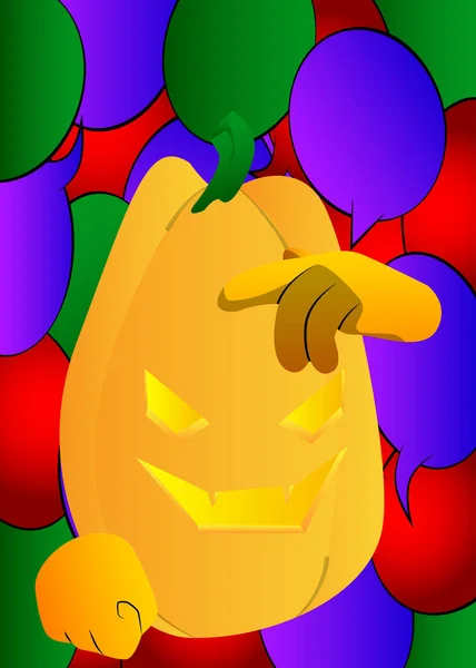 Abóbora Decorativa Para Halloween Confuso Coçando Cabeça Como Personagem Desenho — Vetor de Stock
