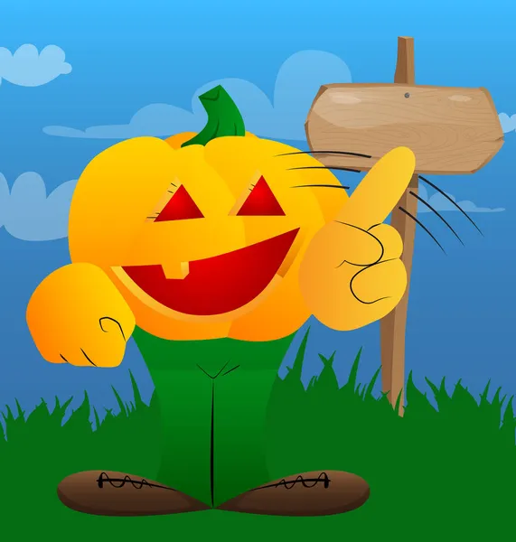 Abóbora Decorativa Para Halloween Dizendo Não Com Dedo Como Personagem — Vetor de Stock