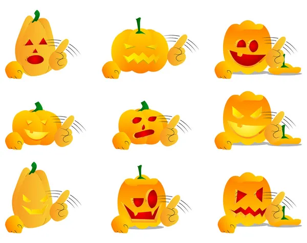 Abóbora Decorativa Para Halloween Dizendo Não Com Dedo Como Personagem — Vetor de Stock