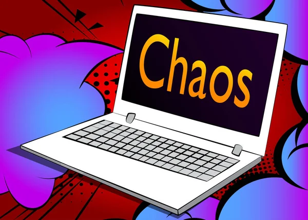 Chaos 이라는 단어를 스크린에 놓습니다 반사기 — 스톡 벡터