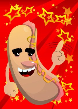 Hot Dog parmağıyla hayır diyor. Çizgi film karakteri olarak Amerikan fast food..