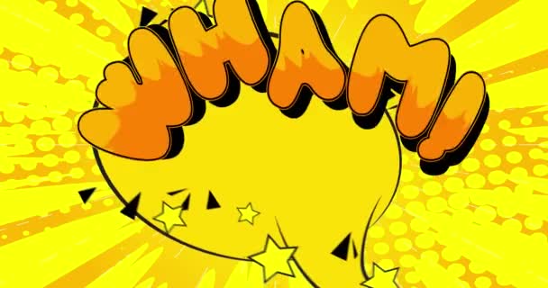 Wham Cartel Movimiento Animated Comic Book Word Text Moving Abstract — Vídeo de stock