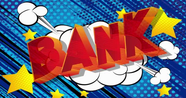Banco Cartaz Movimento Animado Comic Texto Palavra Livro Mudando Cor — Vídeo de Stock
