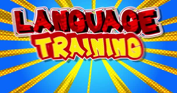 Cursos Idiomas Cartel Movimiento Animated Comic Book Word Text Moving — Vídeos de Stock