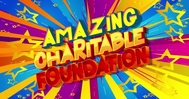 Fundação Caridade Incrível Cartaz Movimento Convite Animado Comic Texto Palavra — Vídeo de Stock