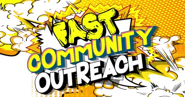 Fast Community Outreach Cartaz Movimento Convite Animado Comic Texto Palavra — Vídeo de Stock