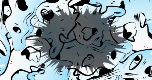 サットだ モーションポスター 4Kアニメ漫画の背景に動くコミックブックワードテキスト レトロポップアートスタイル — ストック動画
