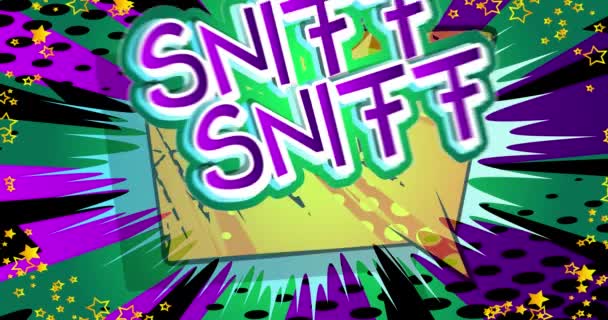 Sniff Sniff Cartaz Movimento Animado Comic Texto Palavra Livro Movimento — Vídeo de Stock