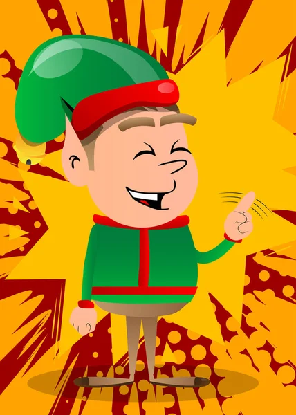 Elfo Navidad Diciendo Que Con Dedo Ilustración Del Personaje Dibujos — Vector de stock