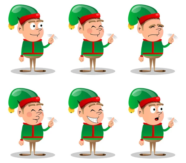 Elfo Navidad Diciendo Que Con Dedo Ilustración Del Personaje Dibujos — Vector de stock