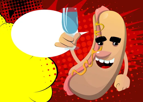 Hot Dog Avec Verre Eau American Fast Food Comme Personnage — Image vectorielle