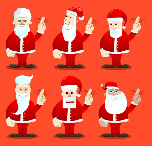 Papai Noel Suas Roupas Vermelhas Com Barba Branca Dizendo Não — Vetor de Stock