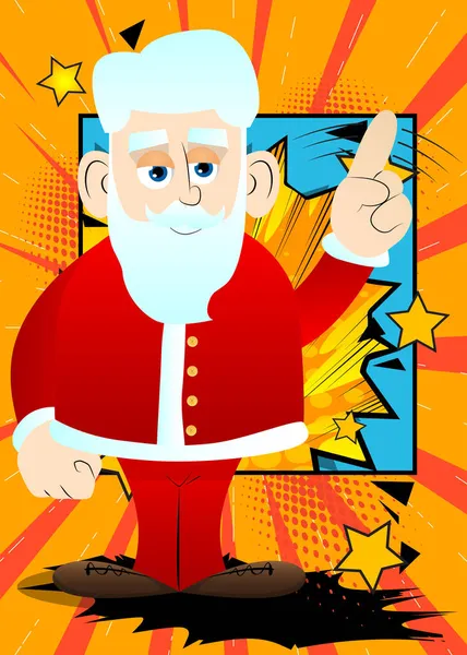 Santa Claus His Red Clothes White Beard Saying His Finger — Stock Vector