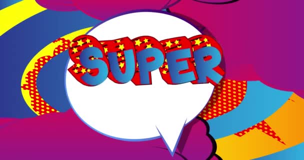 Super Důležité Slova Komiksu Motion Poster Animovaný Text Abstraktním Pozadí — Stock video
