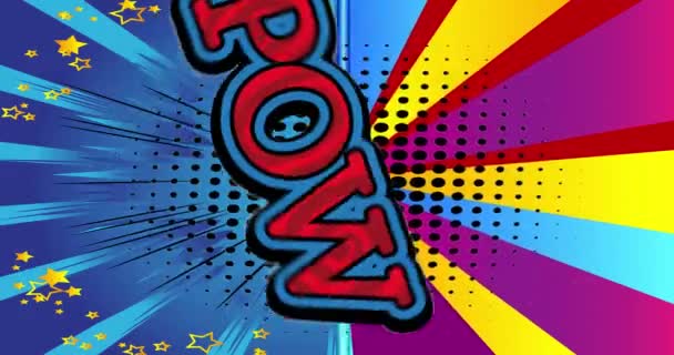 Pow Comic Book Expression Motion Poster Animated Text Moving Abstract — Stock Video