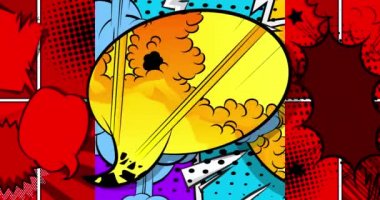 Animasyon Pop Art Arkaplan Çizgi Filmi. Giriş için Çizgi Roman Hareketi Posteri. Retro manga çizgi romanlarının etkisi. Renkli klip sanatı.