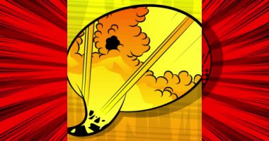 Animasyon Pop Art Arkaplan Çizgi Filmi. Giriş için Çizgi Roman Hareketi Posteri. Retro manga çizgi romanlarının etkisi. Renkli klip sanatı.