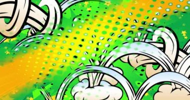 Animasyon Pop Art Arkaplan Çizgi Filmi. Giriş için Çizgi Roman Hareketi Posteri. Retro manga çizgi romanlarının etkisi. Renkli klip sanatı.