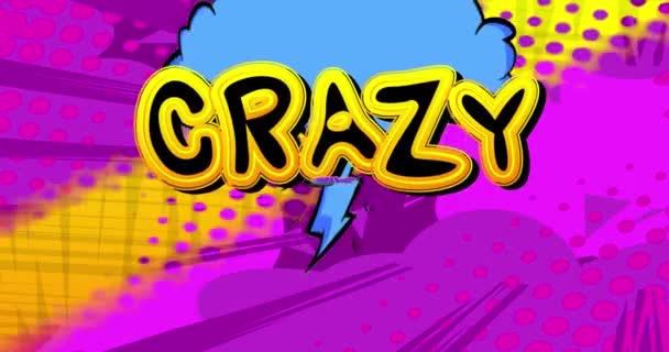Çılgın Atölye Hareket Posteri Animasyon Çizgi Roman Kelime Metni Soyut — Stok video