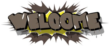 Hoş geldiniz. Soyut çizgi roman arkaplanı üzerine çizgi roman metni. Retro pop sanatı çizimi.